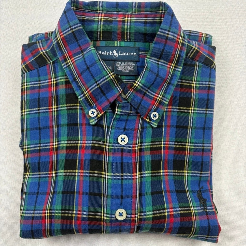 Ralph Lauren Plaid Shirt Kids Size M‎ (12/14) Long Sleeve Button Down Cotton